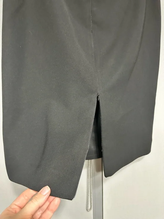 Anne Klein Black Pencil Skirt with Side Panel Satin Detail Office Business Sz 4 - Picture 5 of 9